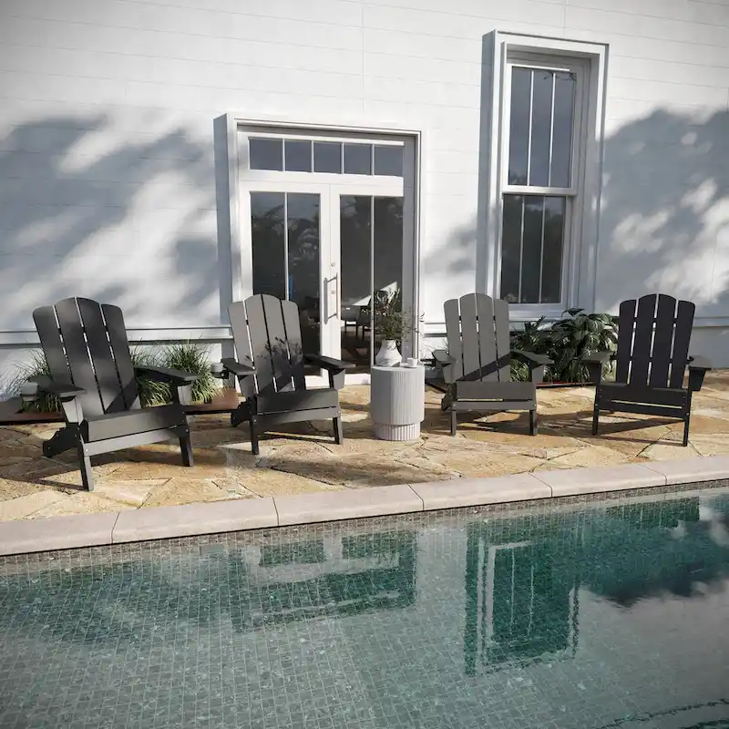 Set of 4 All-Weather Adirondack Chairs with Cupholders