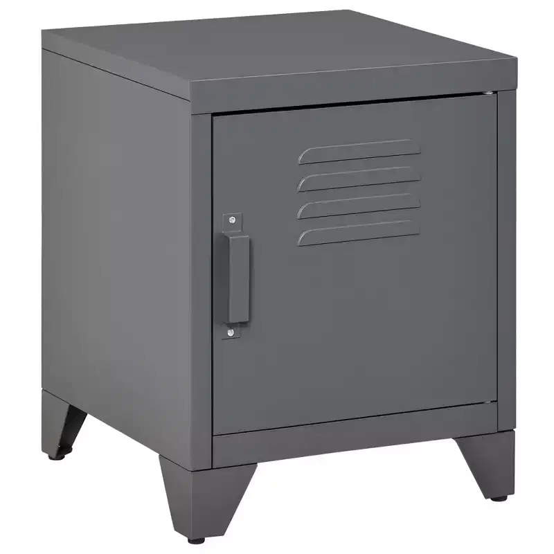 Industrial End Table with Locker-Style Door and Adjustable Shelf