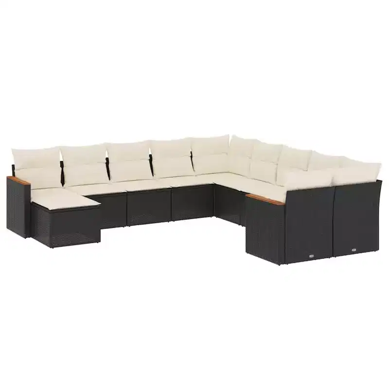 vidaXL Patio Sofa Set with Cushions Outdoor Conversation Furniture Poly Rattan