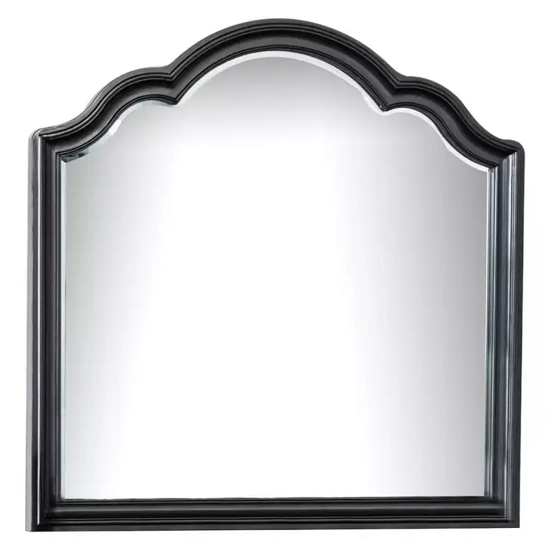 Royal Hampton Dresser Mirror, Beveled Glass, Black Solid Wood Frame, 41x42