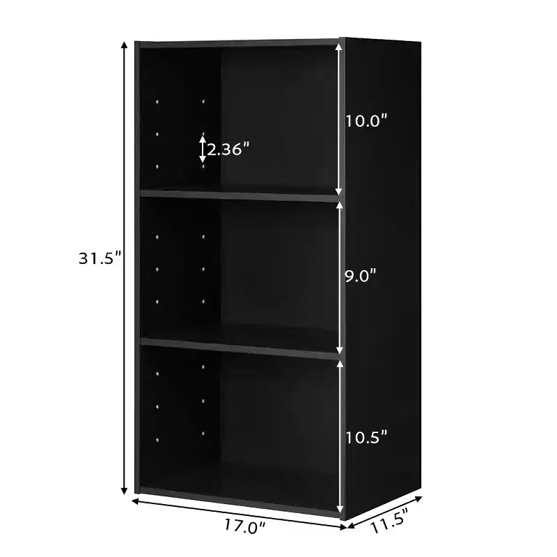 Costway 2 PCS 3 Tier Open Shelf Bookcase Multi-functional Storage Display Cabinet Black