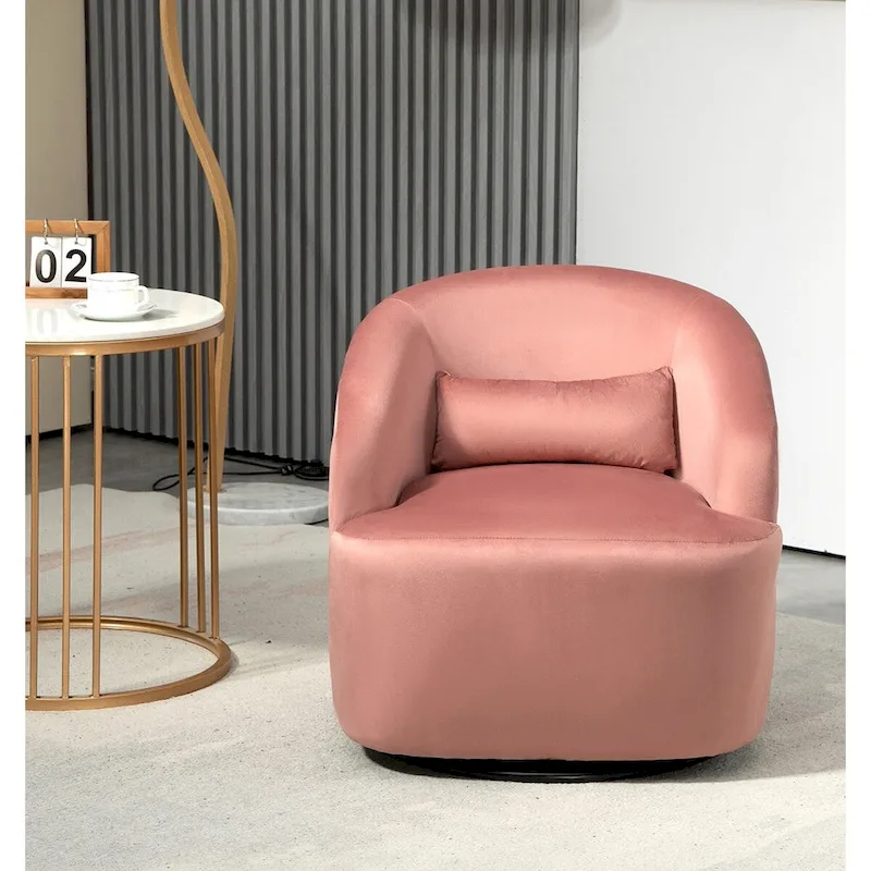 US Pride Furniture Accent Chair with Barrel-shaped Design and 360 Degree Swivel Feature