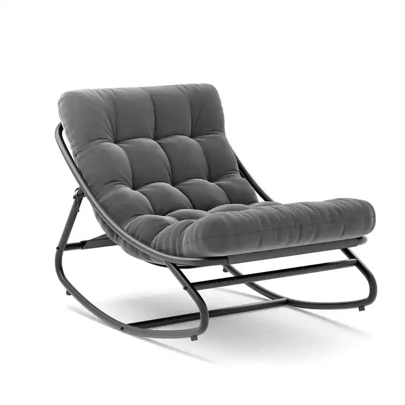 GustoWave Indoor Outdoor Papasan Rocking Chair, Oversized Egg Chair with Thick Cushion, 450 LBs Support, for Patio, Living Room