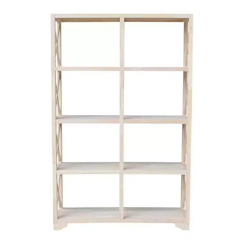71.9" 8 Shelf Room Divider Unfinished - International Concepts: Farmhouse Style Bookcase, Hardwood Frame