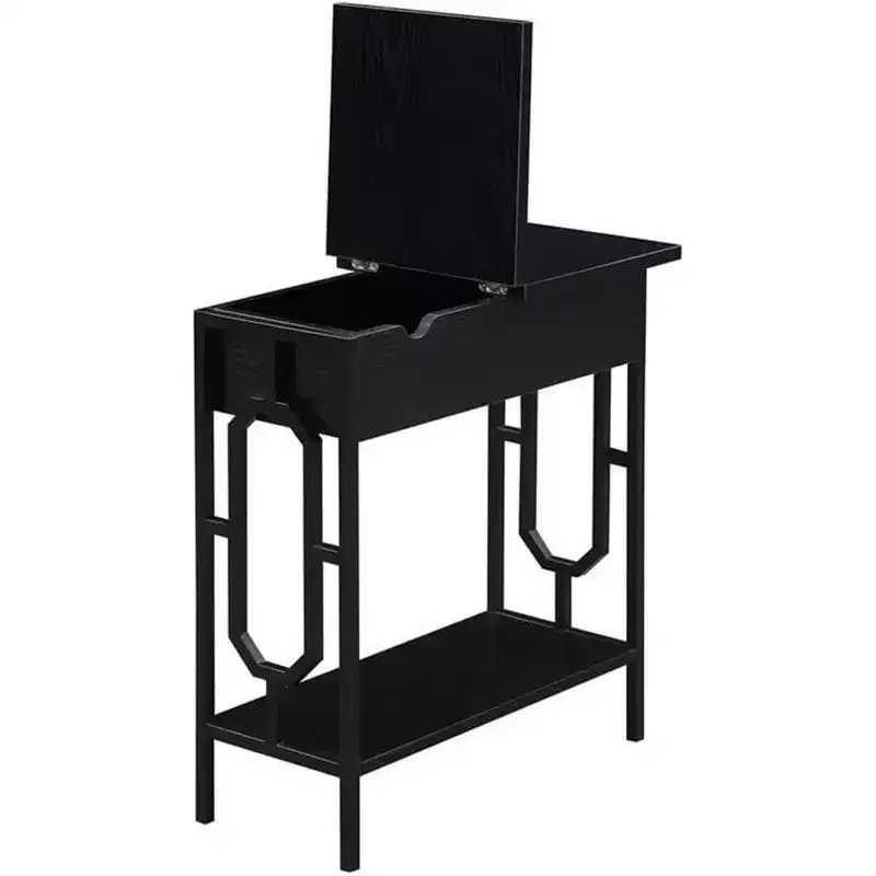 HomeStock Belmont Flip Top End Table with Hidden Charging Station, Two Outlets, Two USB Ports and Concealed Storage Compartment