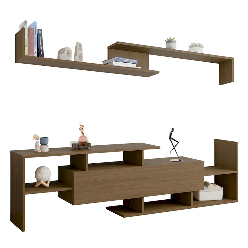 Surrey 60.2 2 Pc 1-Drawer Floating TV Stand Media Console with Open Shelves