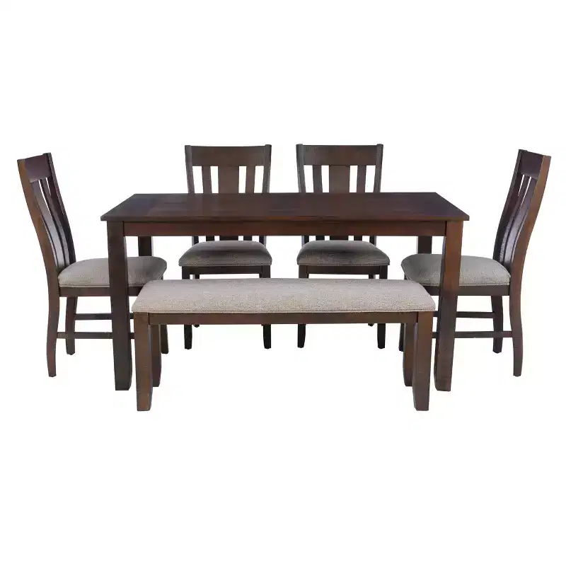 Powell 6pc Rectangle Lewis Dining Set Brown