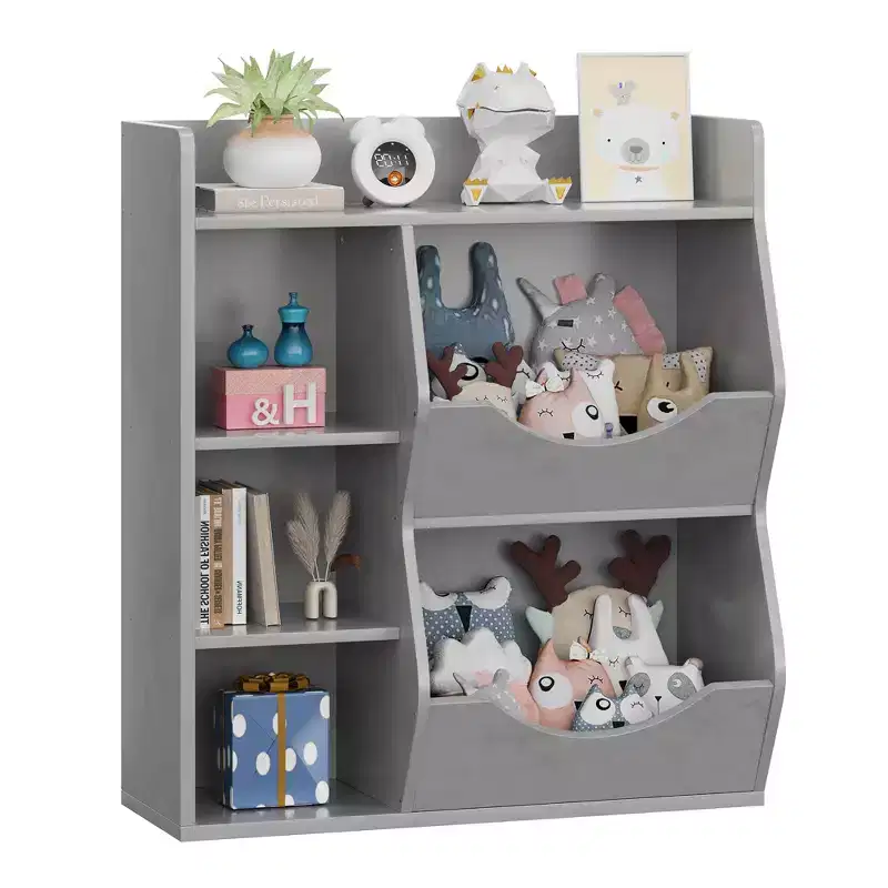 Kids Bookshelf, 36 Inch High Toy Storage Cabinet, 5 Cube Double-Sided Toy Storage Display Rack with Spacious Top Shelf for Kids Room, Bedroom