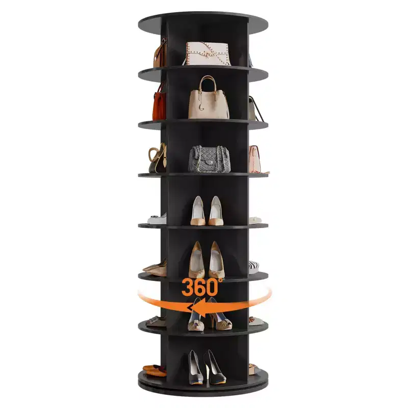 7-Tier 360° Rotating Shoe Rack Tower, Free Standing Spinning Organizer, Holds 42 Pairs