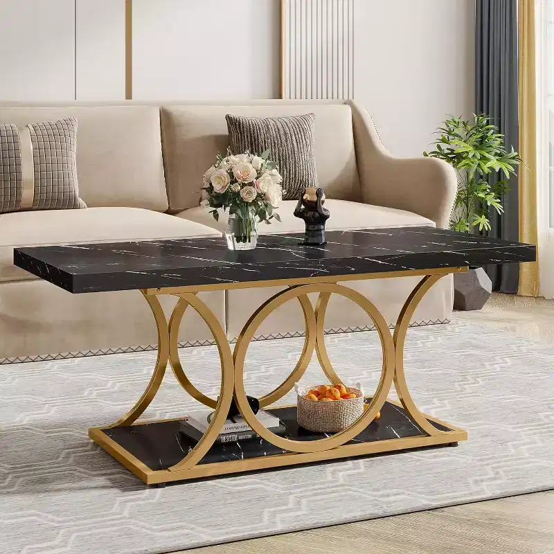 Lantine 47.24-inch 2-Tier Rectangle Coffee Table