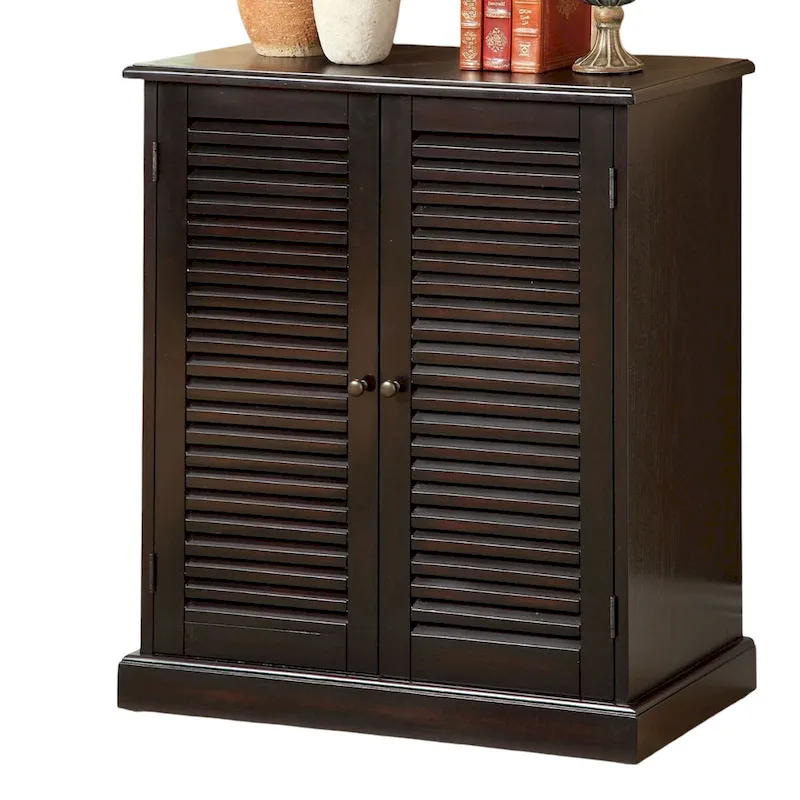 30 Modern Transitional Design 1pc Shoe Cabinet Oak Finish Adjustable Shelves - N/A