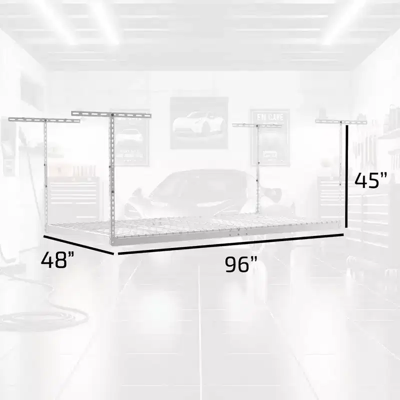 MonsterRax 4' x 8' Overhead Garage Storage Rack Holds Up to 500 Pounds, White