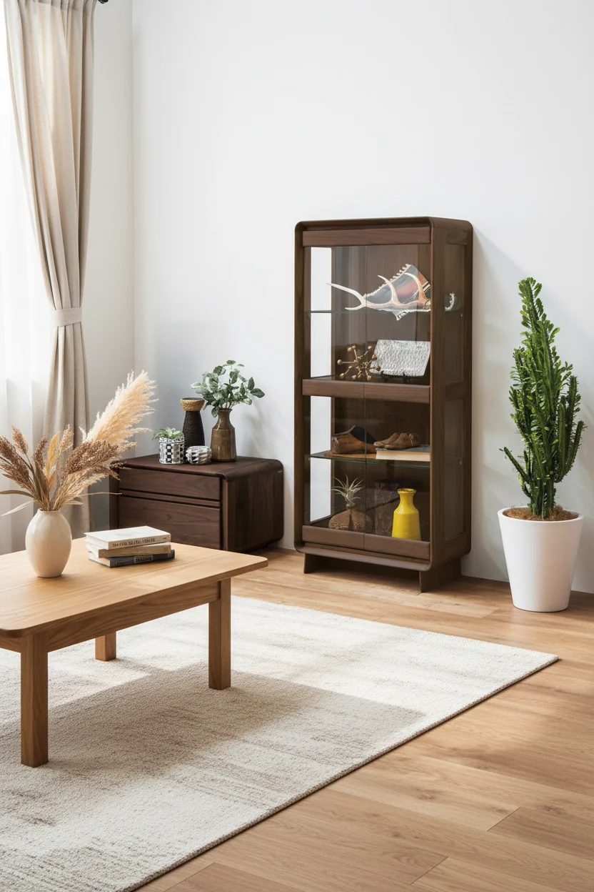 Slender Substantial - Cabinet Walnut Wood W67cm x D36cm x H149cm