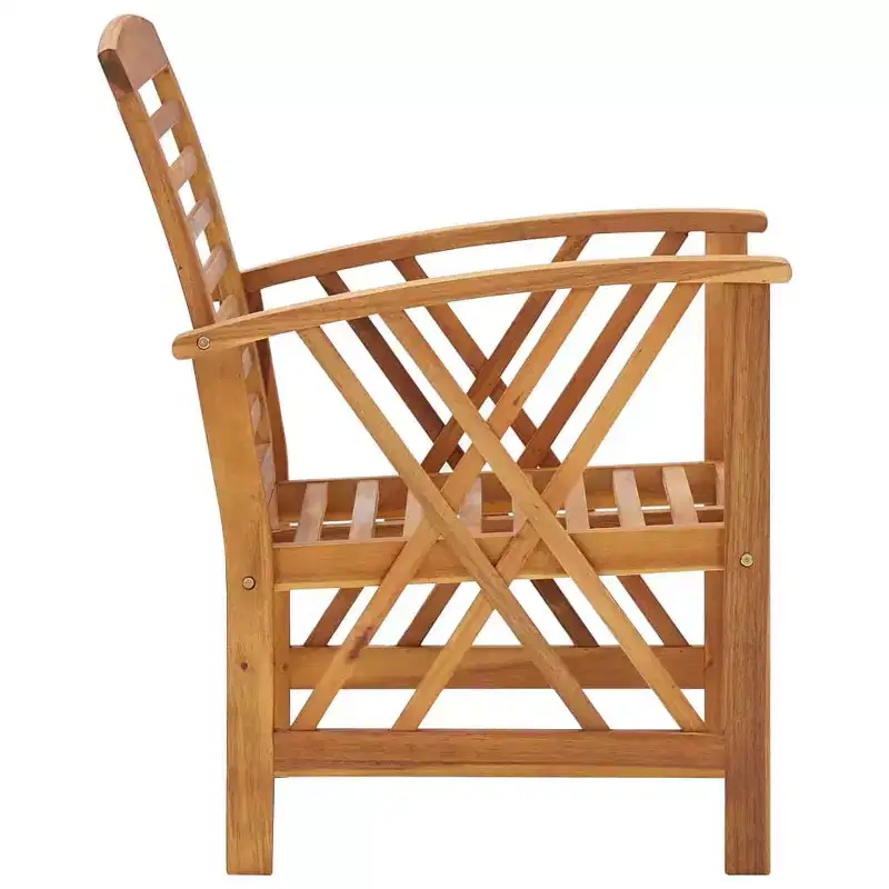 vidaXL Garden Chair Set of 2 Natural Wood Solid Acacia Wood - Brown