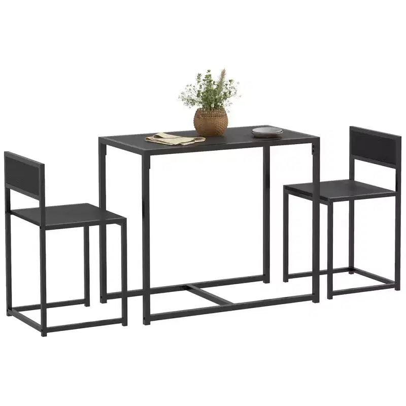 3-Piece Industrial Dining Table Set with Counter Height Bar Table and 2 Chairs