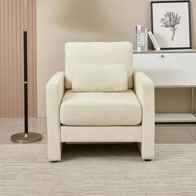 Chenille Upholstered Accent Chair with Armrests