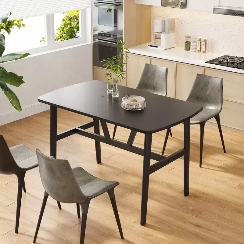 PexFix 47 Dining Table for 4-6 Person Wood Kitchen Table Modern Dinner Table with Sturdy Metal Frame for Dining Room Kitchen Black