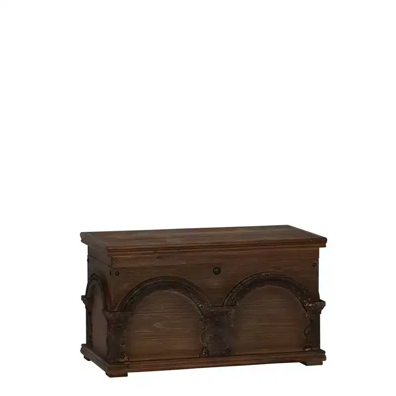 Small Wooden Arch Storage Trunk, Brown