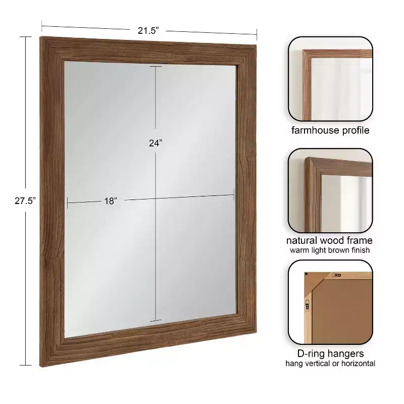 Kate and Laurel Travon Rectangle Bathroom Wall Mirror
