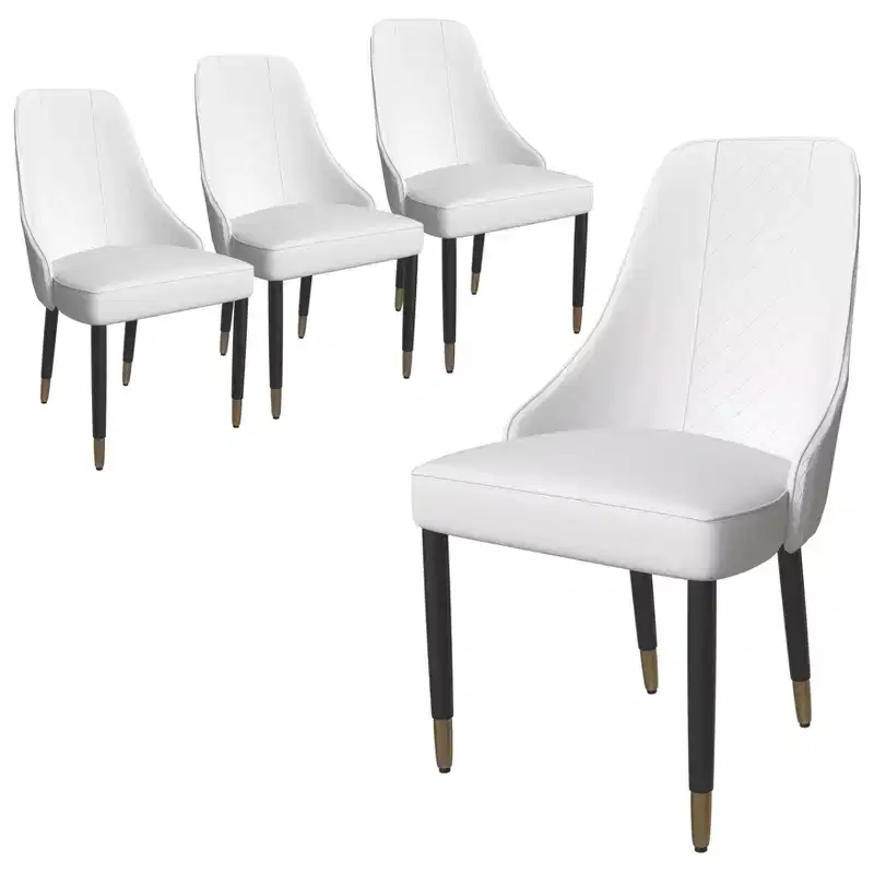 LeisureMod Allure Modern Dining Chairs Set of 4, Upholstered Seat and Back with Solid Wood Legs, Contemporary Side Chairs for Kitchen or Dining Room