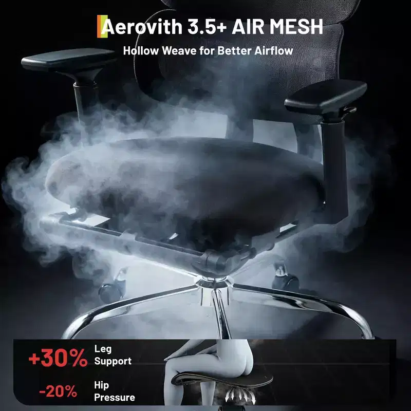 Ergonomic Mesh Office Chair with 3D Headrest & Adjustable Lumbar, 4D Flip-Up Arms High Back Desk Chair, 3-Level Tilt Swivel Computer Seating 300lbs