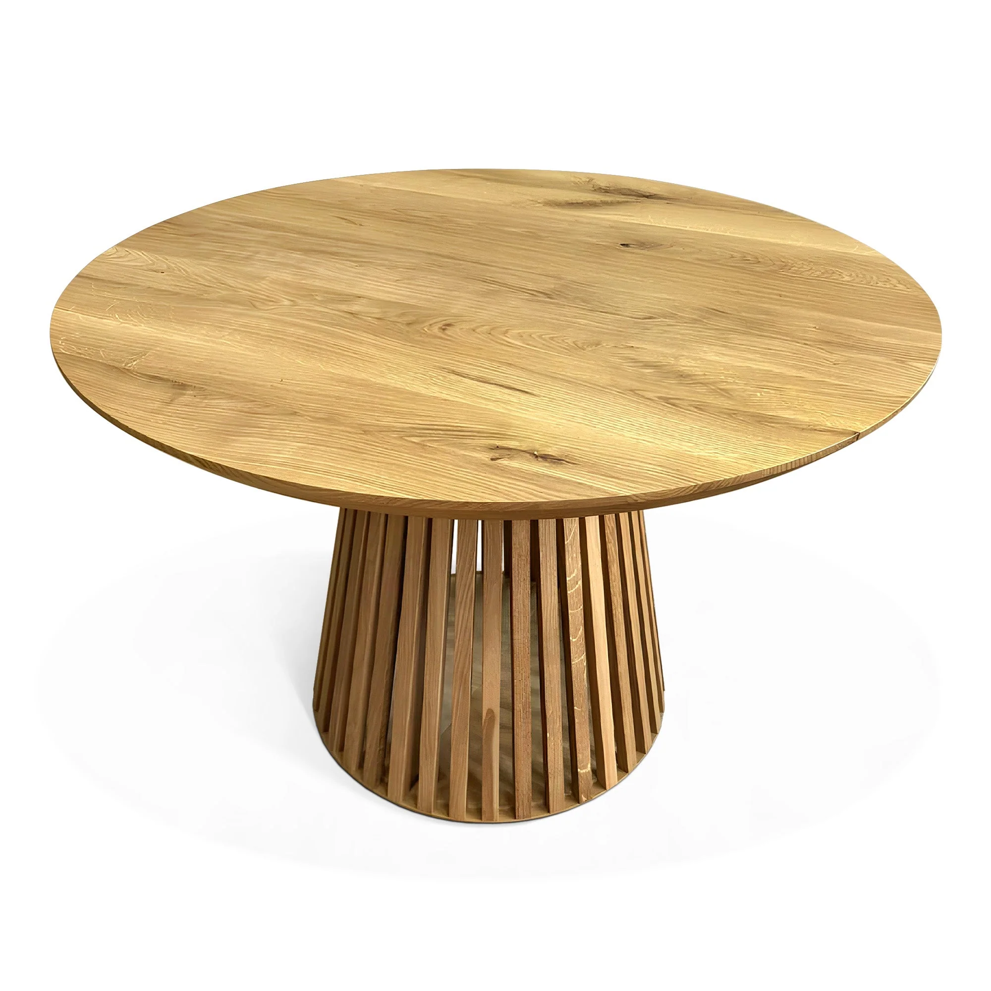 Non - Round Natural Oak Dining Table 110cm - Introducing our handcrafted Round Oak Dining Table with pipe legs - a stunning