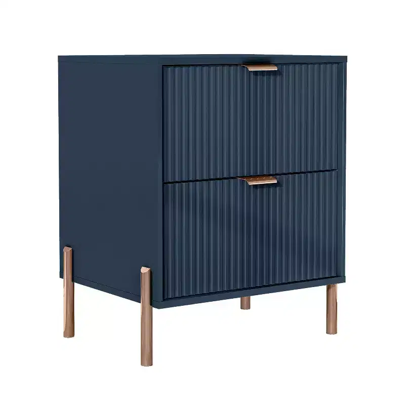 Festivo 4pc Modern Elegance Bedremm Chest and Dresser and 2 Drawer Nightstands Set Navy