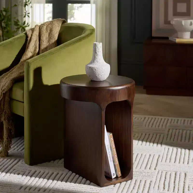 Lobone Round Accent Table - ACC3265 - Dark Brown - Safavieh