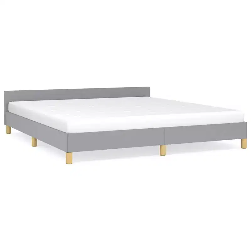 Light Gray Fabric King Platform Bed Frame, Fits 2 People