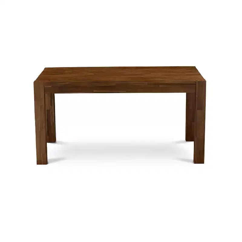 5-Piece Natural Brown Finish Solid Wood Top-Rectangular Dining Room Set-Seats 4