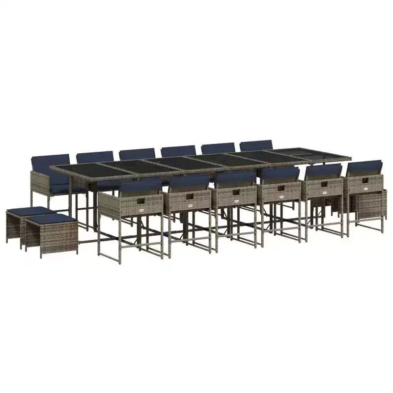 vidaXL Patio Dining Set Set of 16 Grey