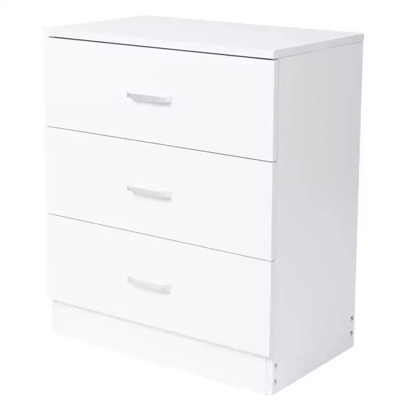 Karl Home 3-Drawer White Particle Board 22.05in. W Chest of Drawer