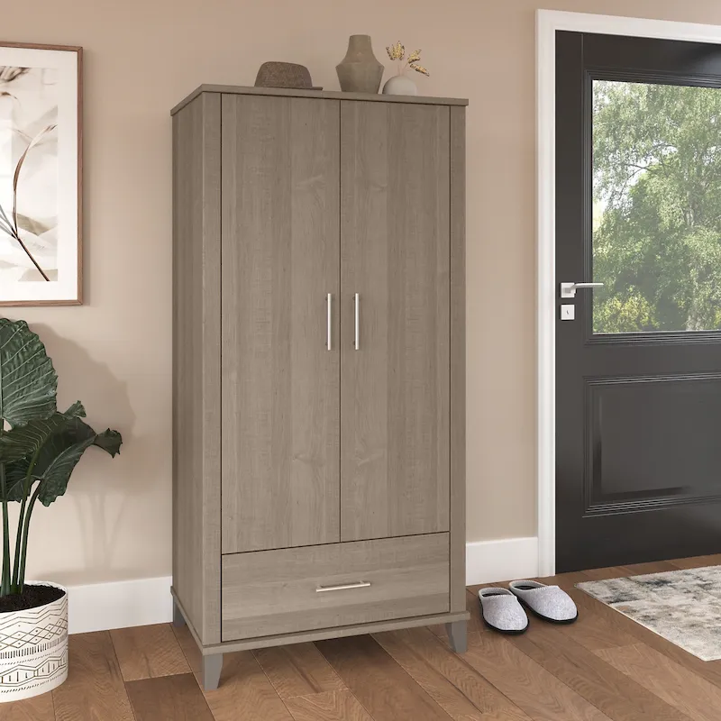 Somerset Tall Entryway Cabinet with Doors and Drawer by Bush Furniture