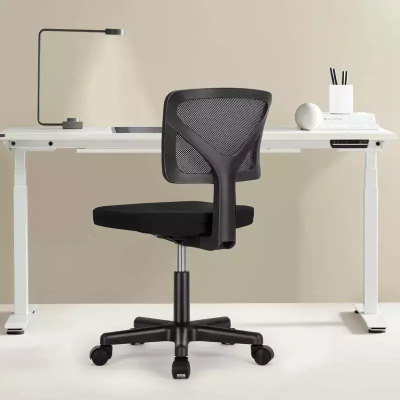 Modern Low-Back Mesh Home Office Desk Chair with Wheels, Adjustable Swivel Task Chair