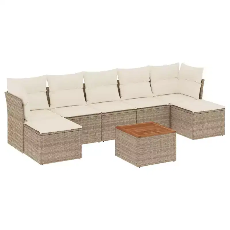 vidaXL 8 Piece Patio Sofa Set with Cushions Outdoor Furniture Poly Rattan