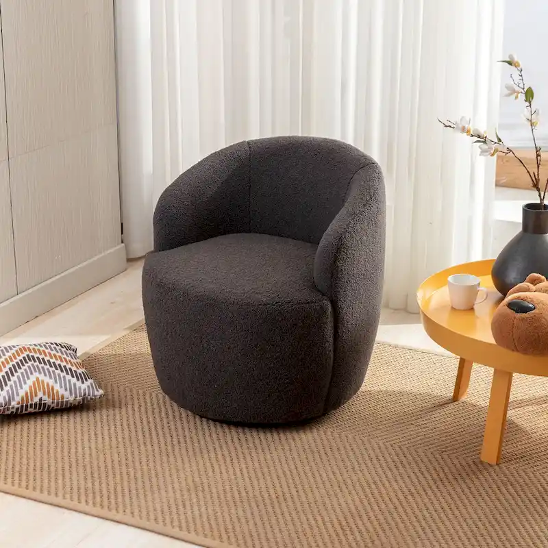 25.6 Swivel Barrel Chair with Black Coating