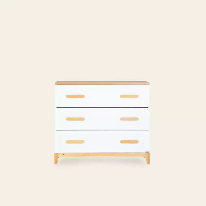 LaLa Little 3-Drawer Dresser (White + Red Oak)