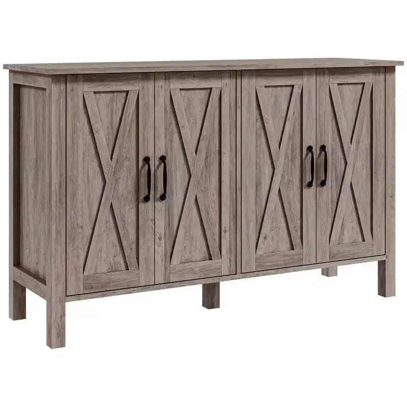 HOMCOM Sideboard Buffet Cabinet, Farmhouse Coffee Bar Cabinet with Barn Doors and Adjustable Shelves, TV Cabinet for TVs up to 55