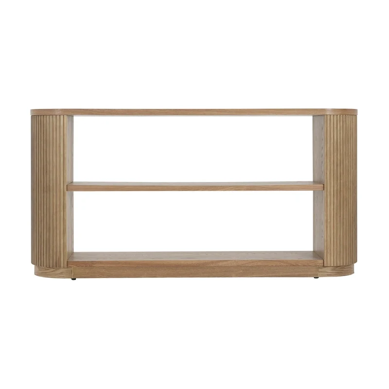 Console Table with Open Shelves and Fluted Wood Veneer