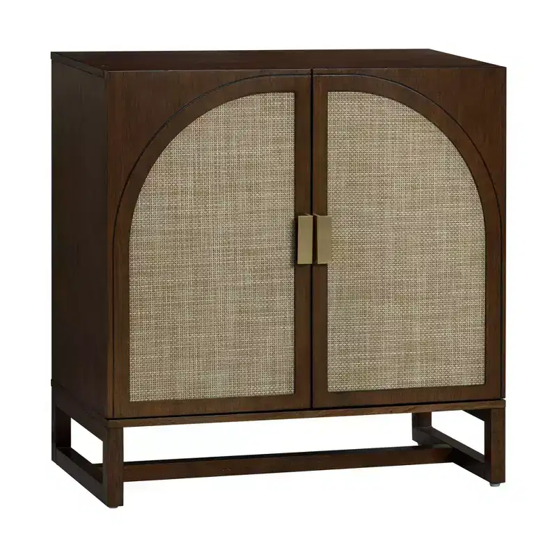 Dark brown entryway cabinet with doors