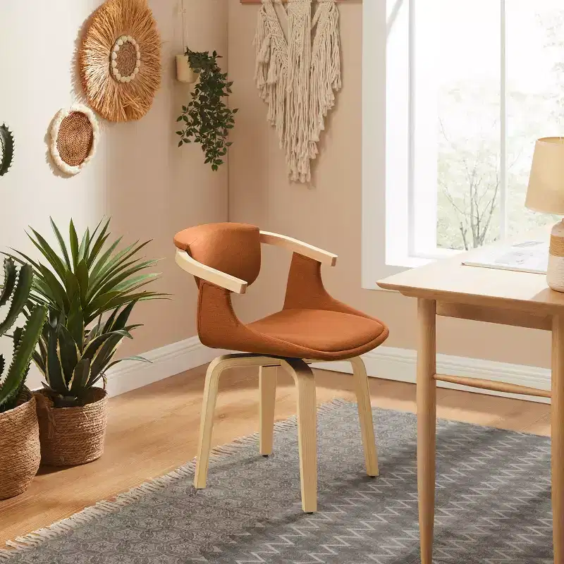 Art Leon Fabric Upholstered Swivel Dining Chair