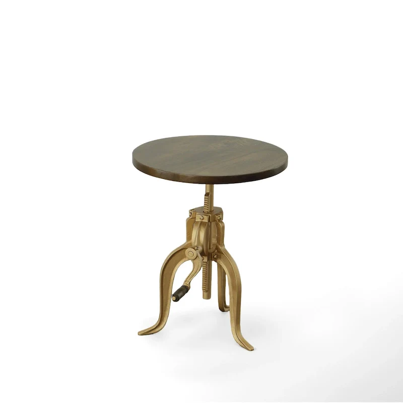 Regan Adjustable Accent Table - Chestnut Top - Black Base