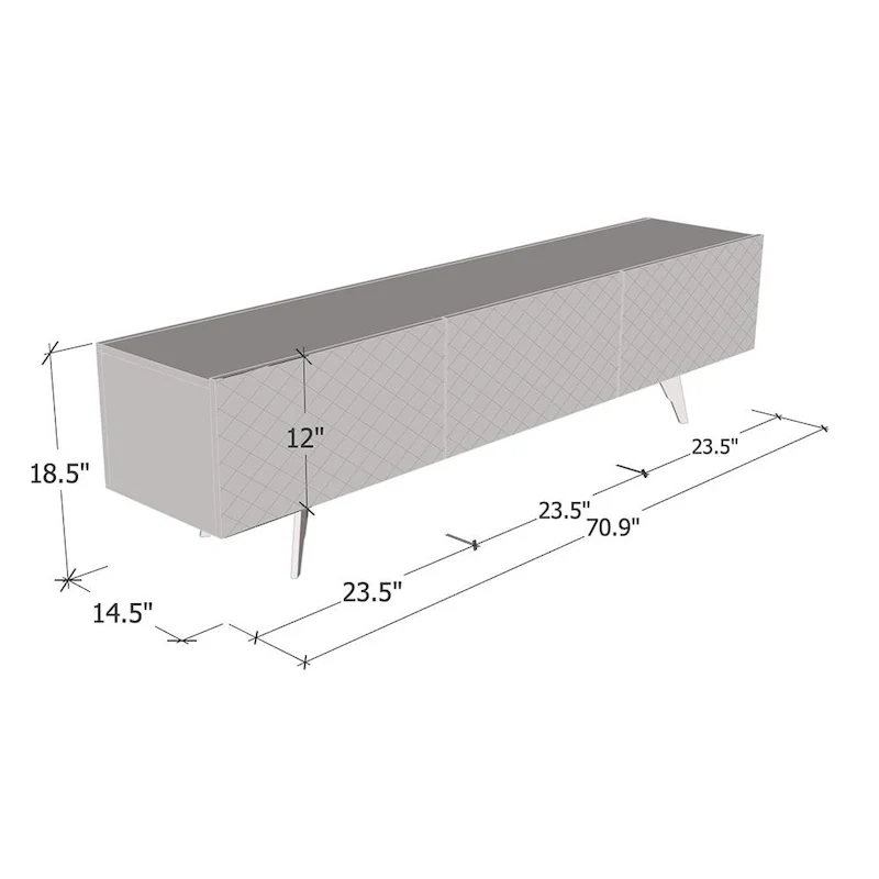 Modern TV Stand for TVs up to 80 Inch - High Gloss Front, 71W