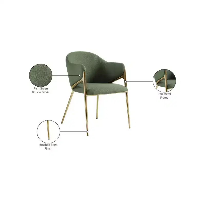 Meridian Furniture,Nial Boucle Fabric Dining Chair, Set of 2