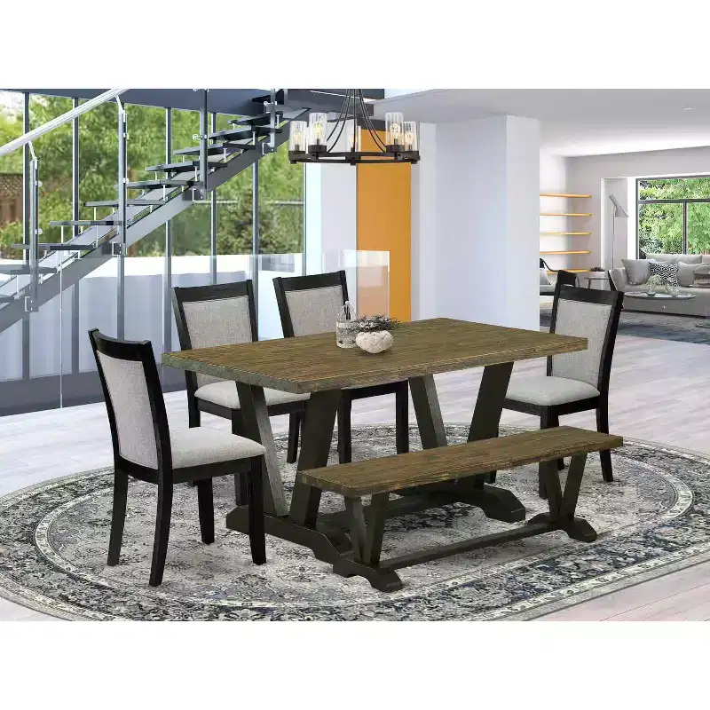 6-Piece Jacobean Brown Rectangular Dining Set for 5