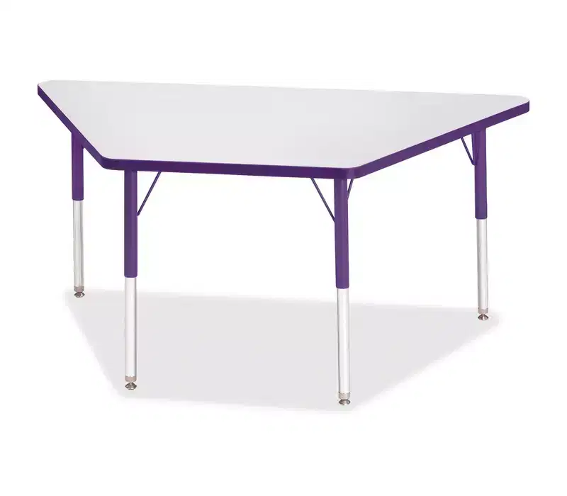 Jonti-Craft Berries Adult-Size Gray Laminate Trapezoid Table 30 x 60 in Purple