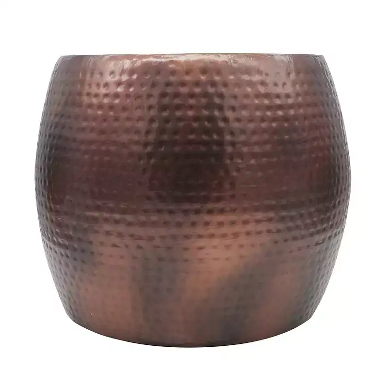 Nuria Hammered Accent Table Round Metal Design D19.5x16