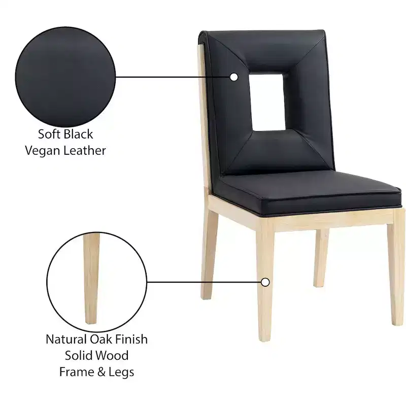 Meridian Furniture,Gwendolyn Vegan Leather Dining Side Chair, Set of 2