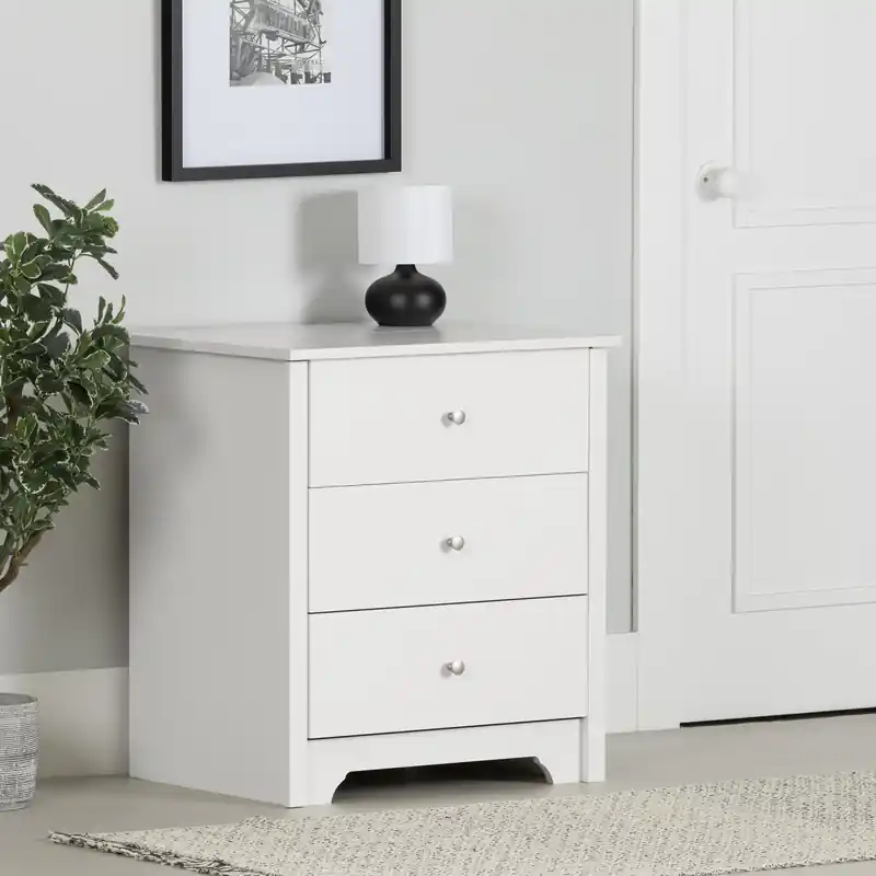 Nightstand With Charging Station And Drawers - Pure White
