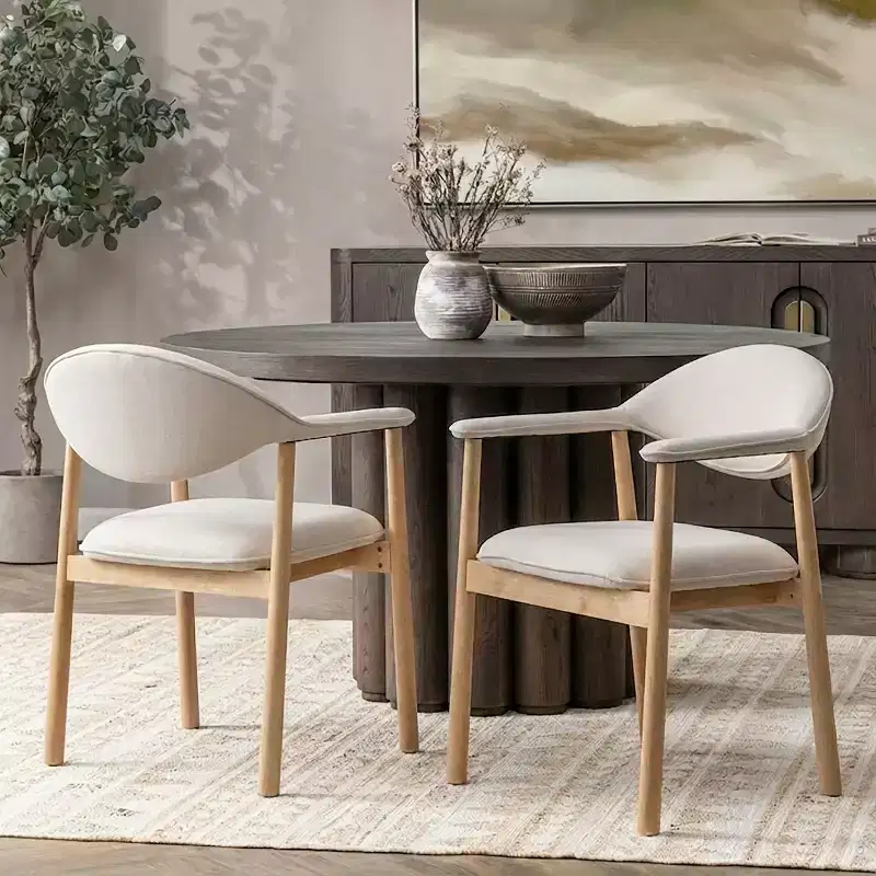 Christopher Knight Home Olena Modern Rubberwood Upholstered Dining Chairs with Curved Backrest (Set of 2)